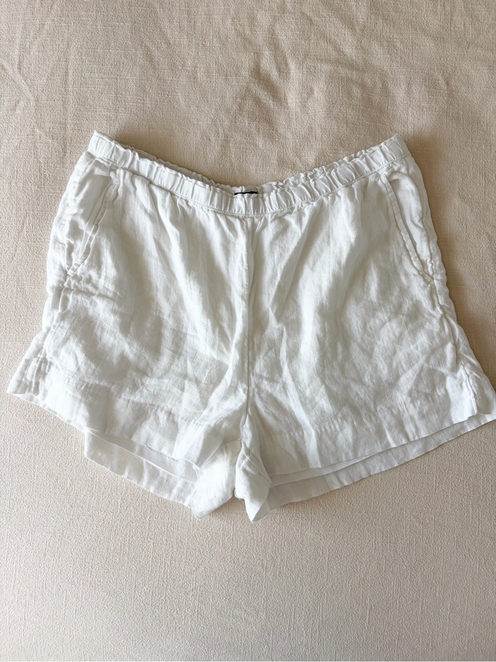 J. Crew | White Linen Elastic Waist Shorts